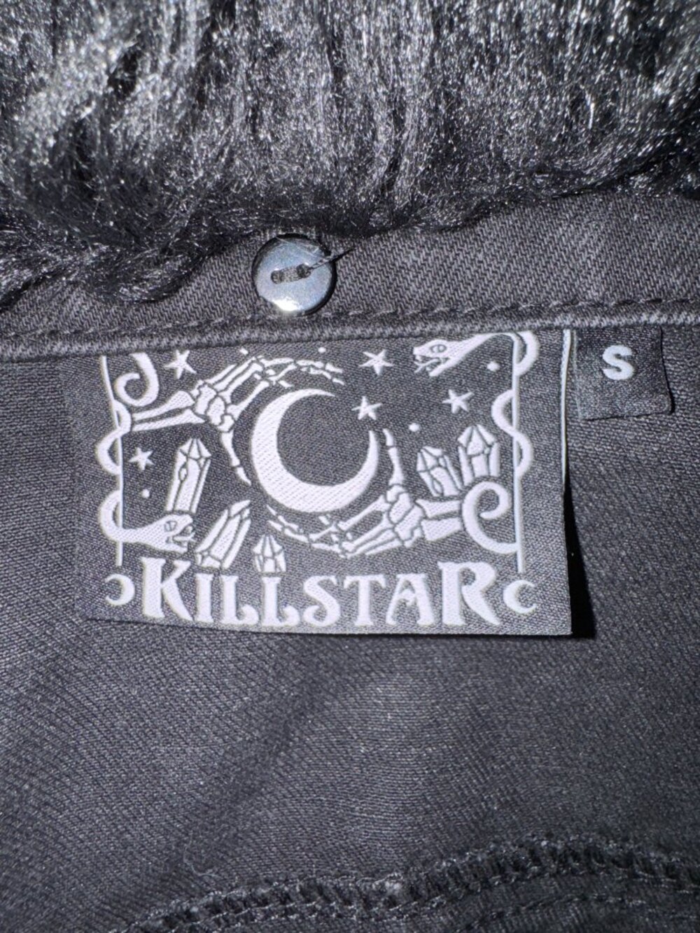Killstar Grunge Goth Distressed Black Jeans Jacket NWOT - Picture 6 of 6